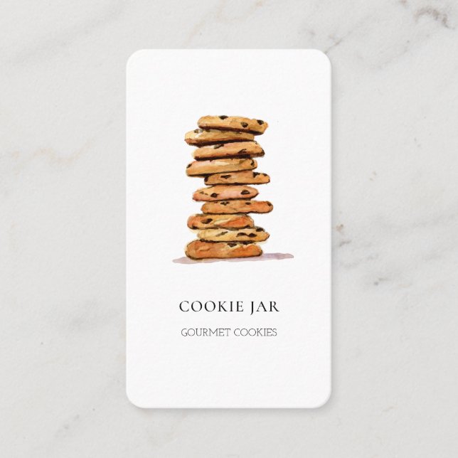 Aquarelle biscuit sur carte de visite de boulanger (Devant)