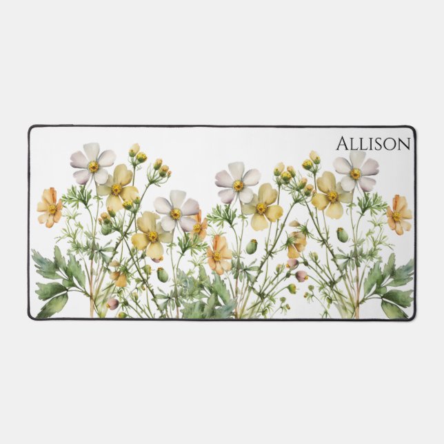 Aquarelle blanche jaune Fleur sauvage cadeau de bu (Recto)