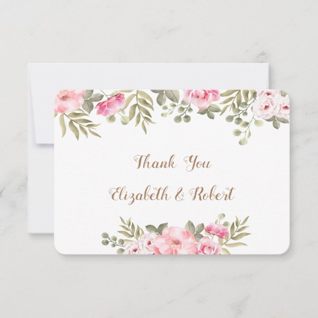 Aquarelle blanche romantique Carte de remerciement (Devant)