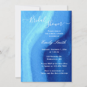 Aquarelle Bleu Agate Douche nuptiale Invitation