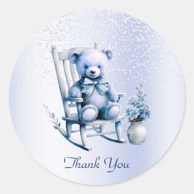 Aquarelle Bleu Bébé Bear Sticker (Devant)