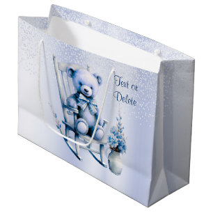 Aquarelle Bleu Bébé Ours Sac cadeau