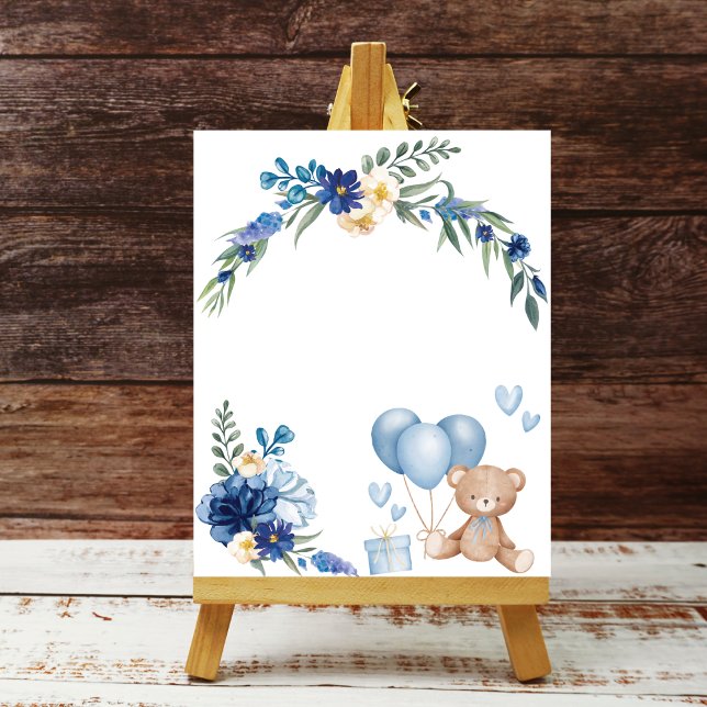 Aquarelle Bleu Bleu Poster de l'ours en peluche (Créateur téléchargé)