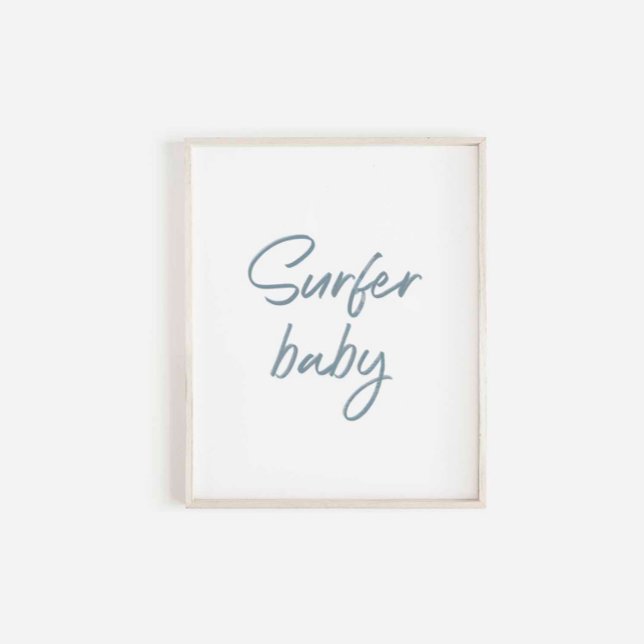 Aquarelle bleu bleu rouille poster bébé surfer (Créateur téléchargé)
