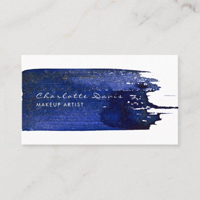 Aquarelle Bleu Brush Carte de visite (Devant)