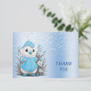 Aquarelle Bleu Canard Fleurs Carte de remerciement