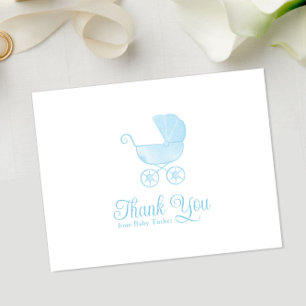 Aquarelle Bleu Carriage Baby shower garçon Merci