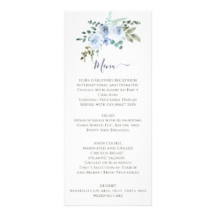 Aquarelle bleu clair Floral Menu Lt Bleu