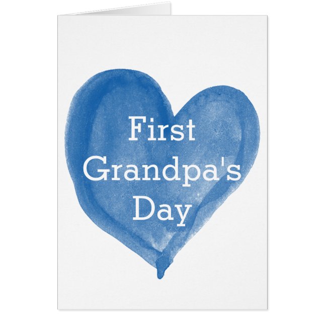 Aquarelle Bleu Coeur Premier grand-père (Devant)