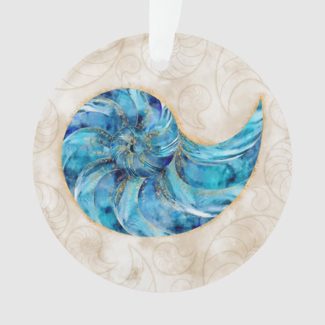 Aquarelle bleu coque Nautilus (devant)