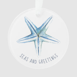 Aquarelle bleu de Noël de la côte