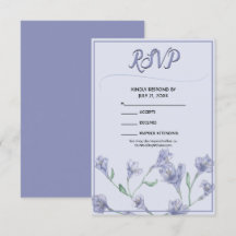 Aquarelle bleu Dusty Floral Mariage RSVP