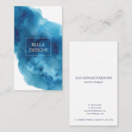Aquarelle Bleu Élégant Carte de visite propre