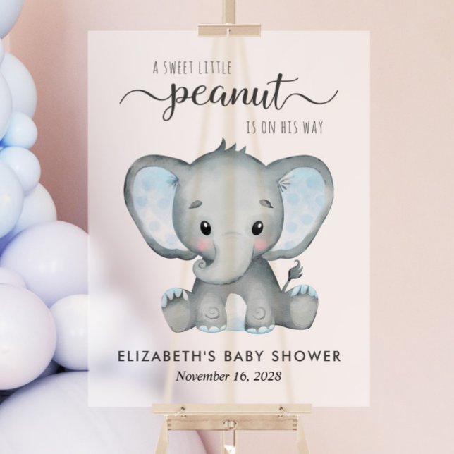 Aquarelle bleu éléphant Bébé Garçon Douche givrée (Créateur téléchargé)