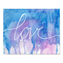 Aquarelle bleu et violet - Amour | Poster