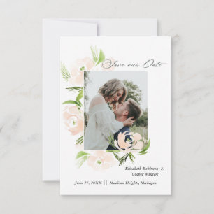 Aquarelle bleu fleur tendance Enregistrer la carte