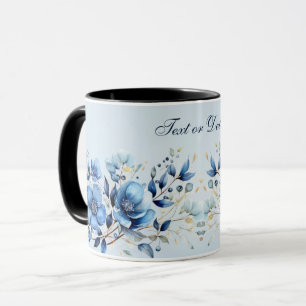 Aquarelle Bleu Fleurs Café Mug