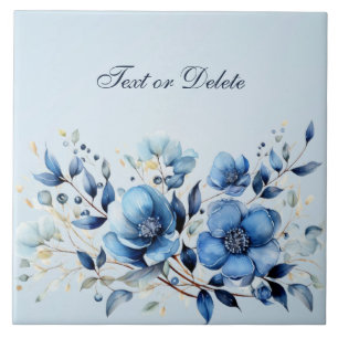 Aquarelle Bleu Fleurs Carreaux en céramique