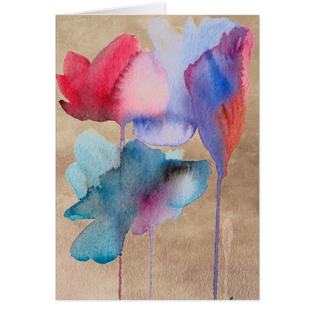 Aquarelle bleu Fleurs design floral moderne (Devant)