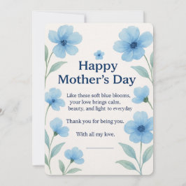 Aquarelle bleu floral carte de fête des mères cade