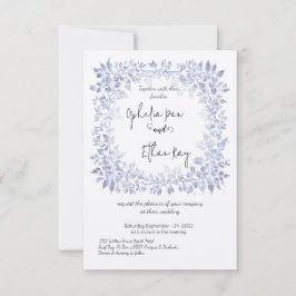 Aquarelle Bleu Floral faire-part de mariage orné