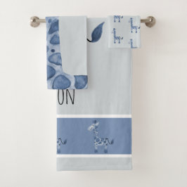 Aquarelle bleu garçon Giraffe Safari bébé/enfant