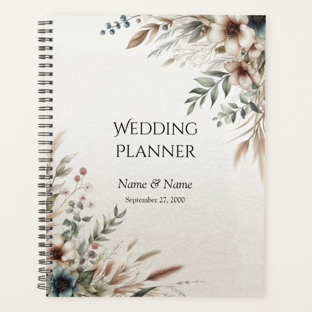Aquarelle bleu ivoire Planner (Devant)
