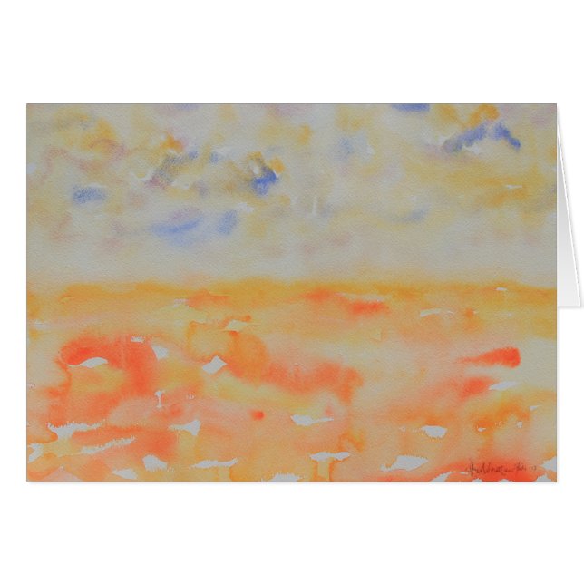 Aquarelle bleu Jaune Et orange Horizon (Devant horizontal)