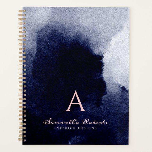 Aquarelle bleu marine Chic Aquarelle rose pâle (Devant)