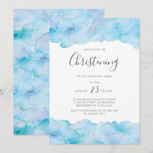 Aquarelle bleu marine salée Invitation au Christin