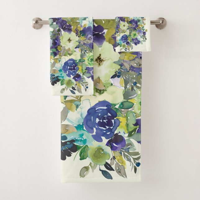 Aquarelle bleu marine vert Floral (En situation)