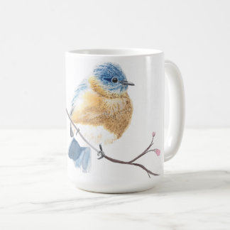 Aquarelle bleu merisier fleur tasse de café