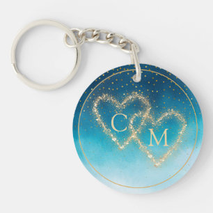 Aquarelle Bleu Océan Vagues Avec Mariage Monogramm