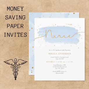 Aquarelle bleu or Nurse Graduation PAPIER