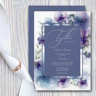 Aquarelle bleu romantique Faire-part de mariage fl