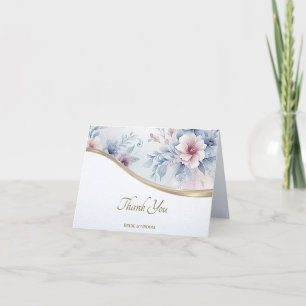 Aquarelle bleu rose Carte de remerciements Floral