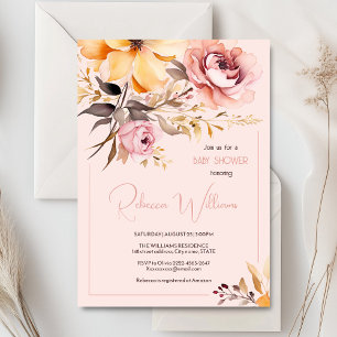 Aquarelle bleu rose fille bébé invitation douche