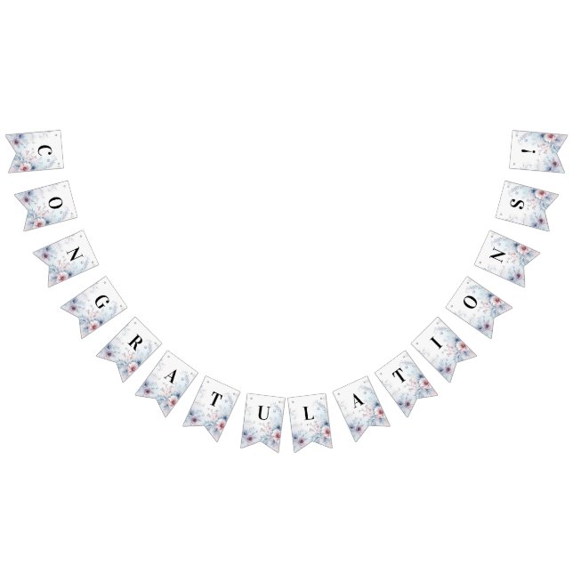 Aquarelle Bleu rose Floral Drapeau (Tout)