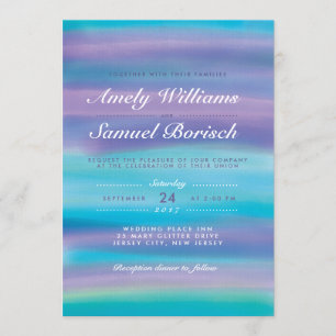 Aquarelle bleu soir Sky Faire-part de mariage