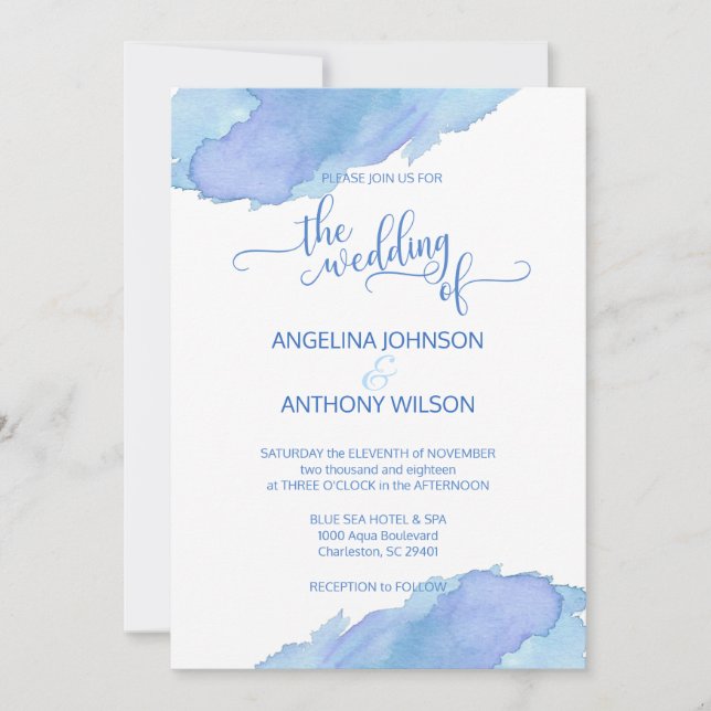 Aquarelle bleu Turquoise Aqua Wedding Invitations (Devant)