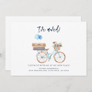 Aquarelle Bleu Vélo Ive Moved Moved Faire-part