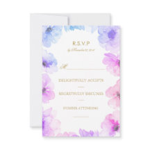 Aquarelle Bleu Violet Floral Wreath Wedding Rsvp