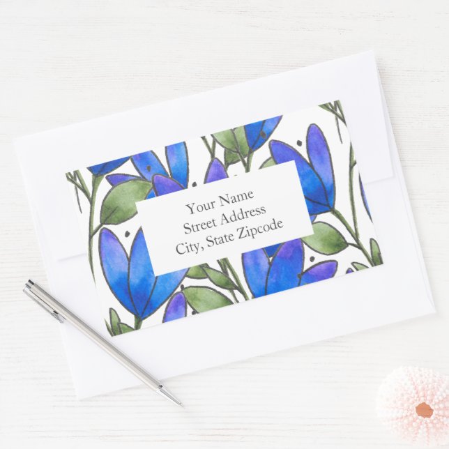 Aquarelle bleu violet Motif Étiquette (Enveloppe)