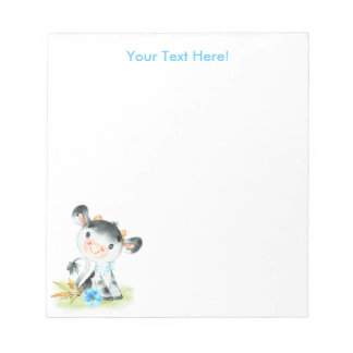 Aquarelle bleue Bloc-notes Little Cow