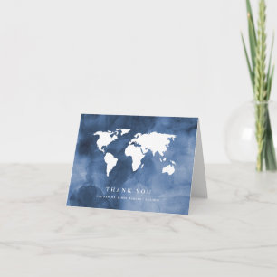 Aquarelle Bleue   Carte du Monde Merci