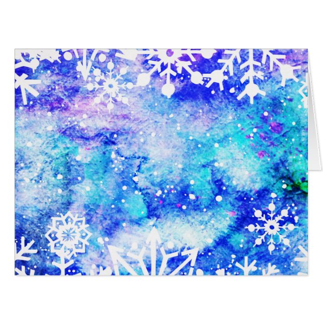 Aquarelle bleue de flocon de neige (Devant horizontal)