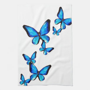 Aquarelle bleue de papillon d'aqua Serviettes de c