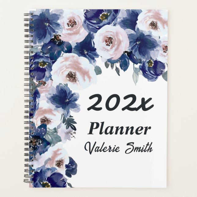 Aquarelle bleue et rose Floral d'hiver (Devant)