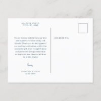 Aquarelle bleue et rose merci carte postale