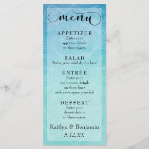 Aquarelle bleue et Turquoise avec Menu Mariage Man